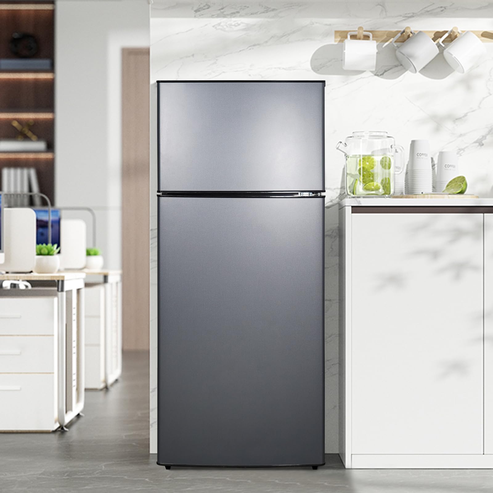 DRIXNO Apartment Size Refrigerator Fridge with Freezer Black-Blue 8.5 Cu.ft Compact Small for Bedroom, Office, Dorm, RV, Double-Door Design on Fridge.com