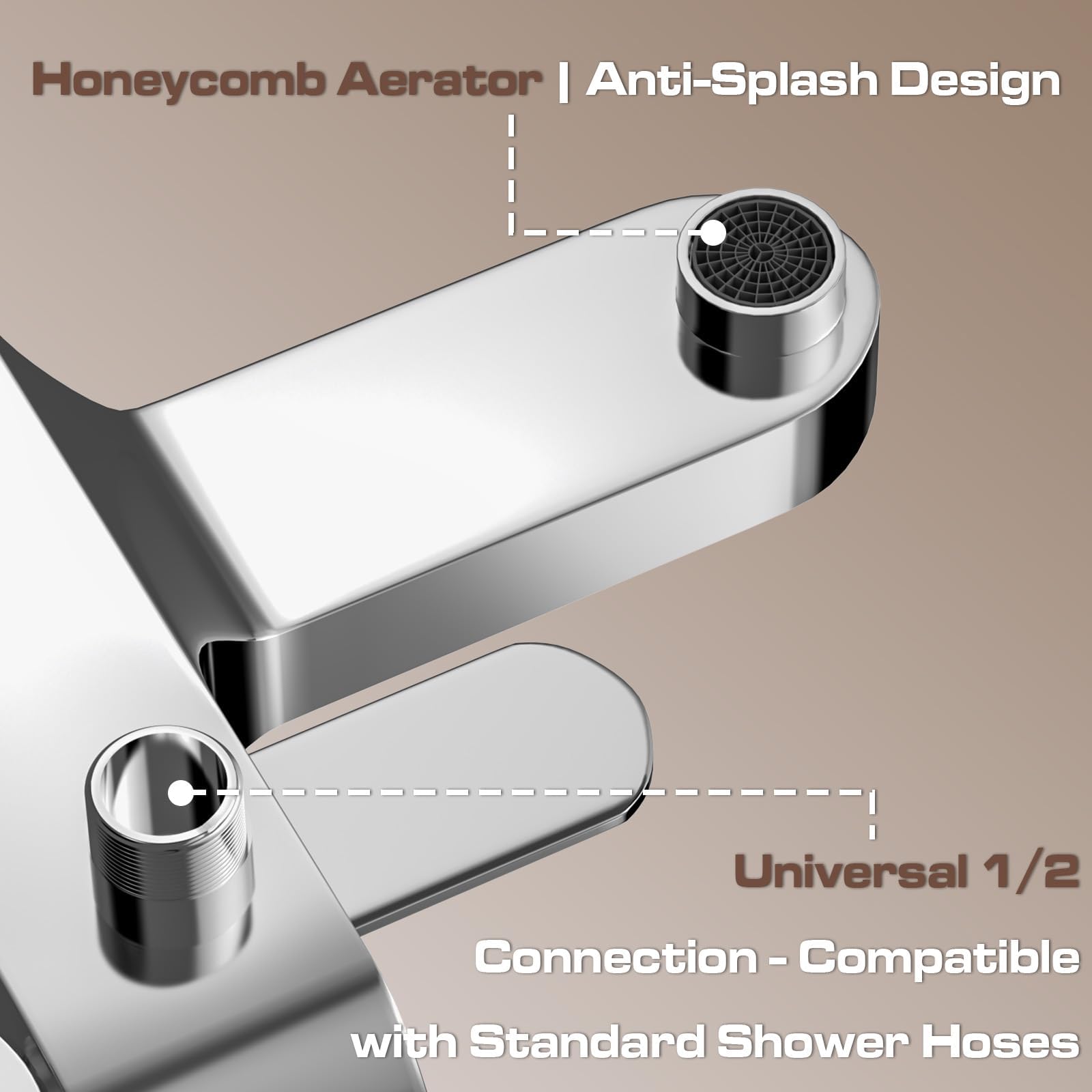 Miscelatore Doccia rubinetto Vasca da Bagno con Doccetta Tre Velocità in Ottone con 1.5 m Flessibile Doccia in Acciaio Inox e Supporto Doccetta kit Rubinetto Doccia da Muro Cromato(G 1/2")