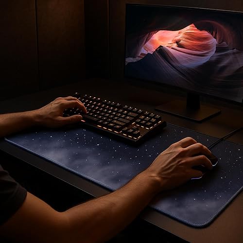 Miniatura 2 de Alfombrilla grande de mouse para juegos de 11.8 x 23.6 pulgadas con borde cosido, base de goma antideslizante, lavable, resistente para computadoras