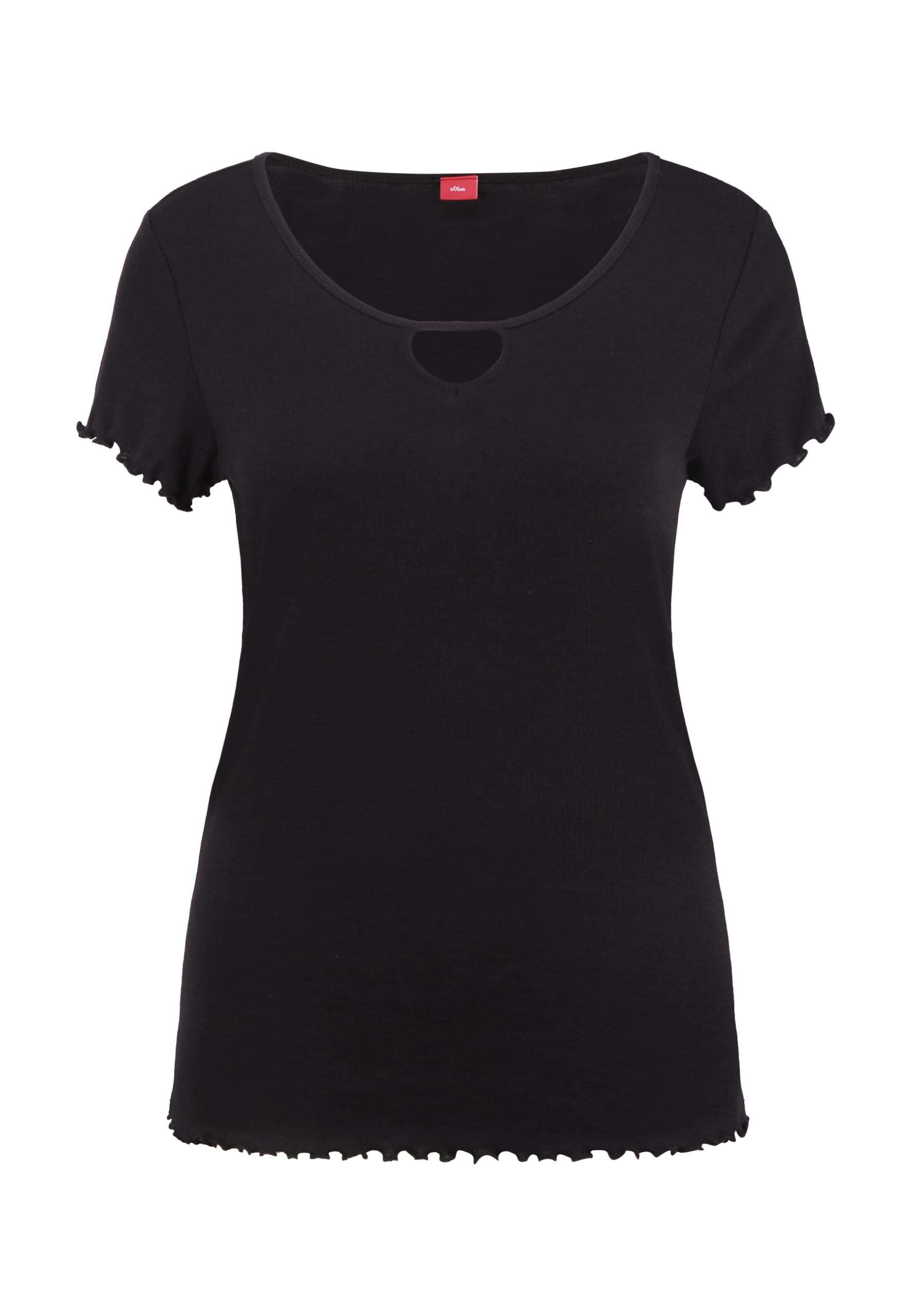 s.Oliver Damen Pyjamaoberteil kurzärmelig, gekräuselt, Cutout, Rippoptik