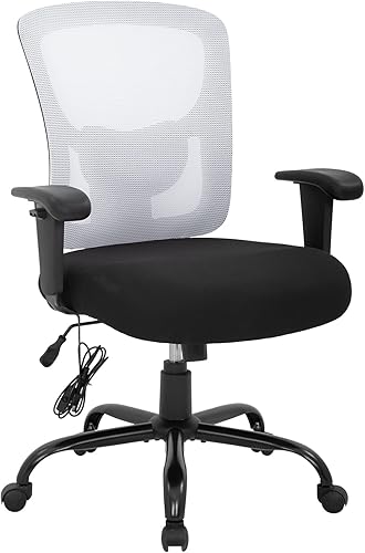 Silla de oficina grande y alta, silla de escritorio de 400 libras, silla de computadora de masaje con soporte lumbar, asiento ancho, brazos de