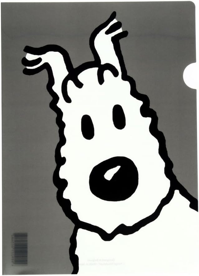 Moulinsart A4 Plastic Folder The Adventures of Tintin Snowy - Grey (15117) : Office Products
