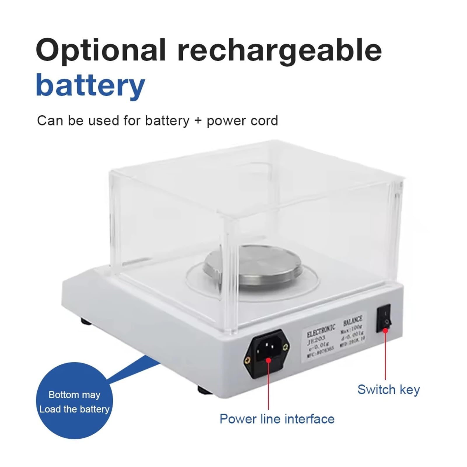 Digitale Anzeigewaage, Analysewaage, 300 g/0,01 g, 100 g/0,001 g, 600 g/0,01 g, 2 kg/0,01 g, mit winddichter Abdeckung Schnelle Reaktion(100g 0.001g)