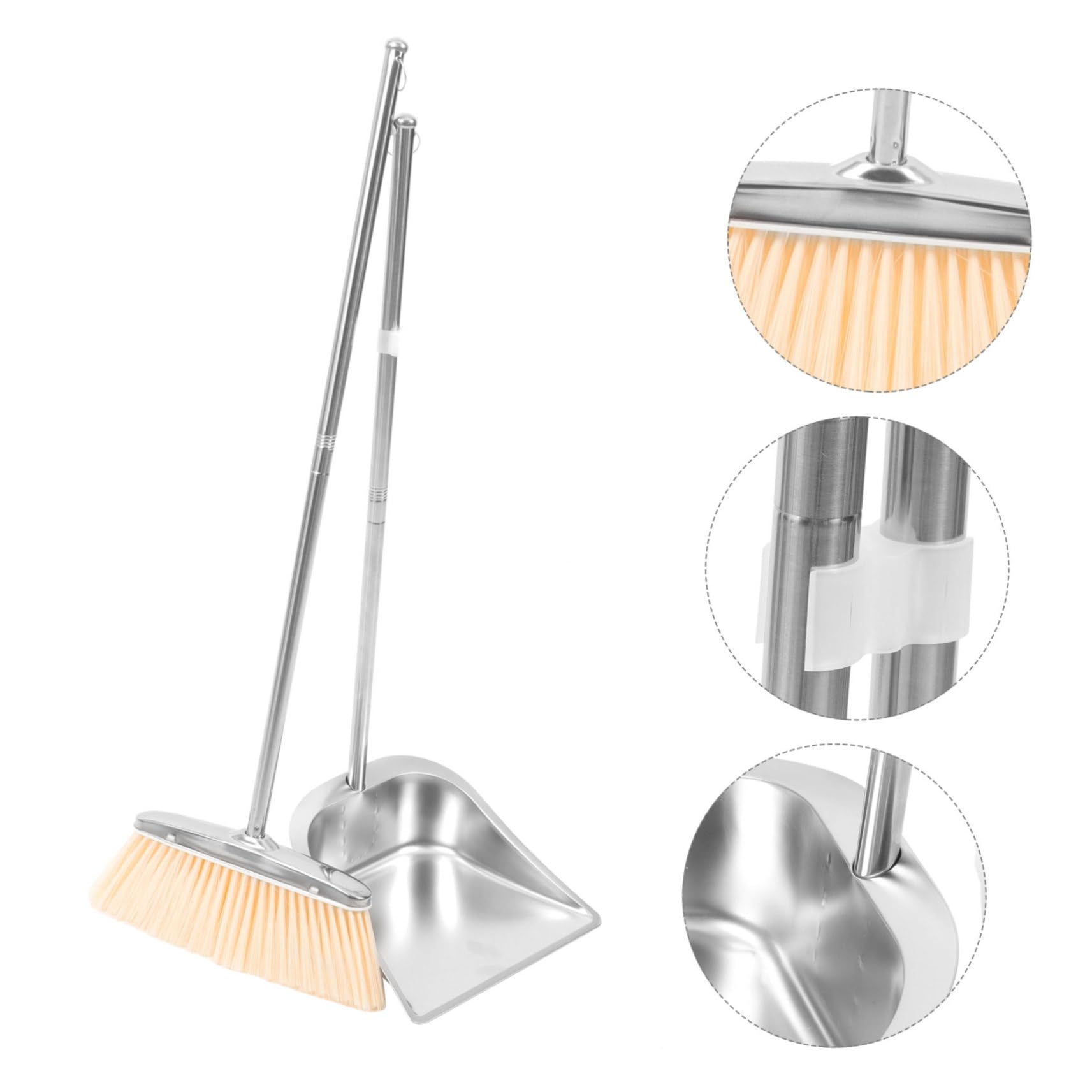 Acero Inoxidable, Juego de Escoba y Recogedor Resistente al Desgaste Roturas, Dustpan And Brush Set, Adecuado para Hogar y Dormitorio