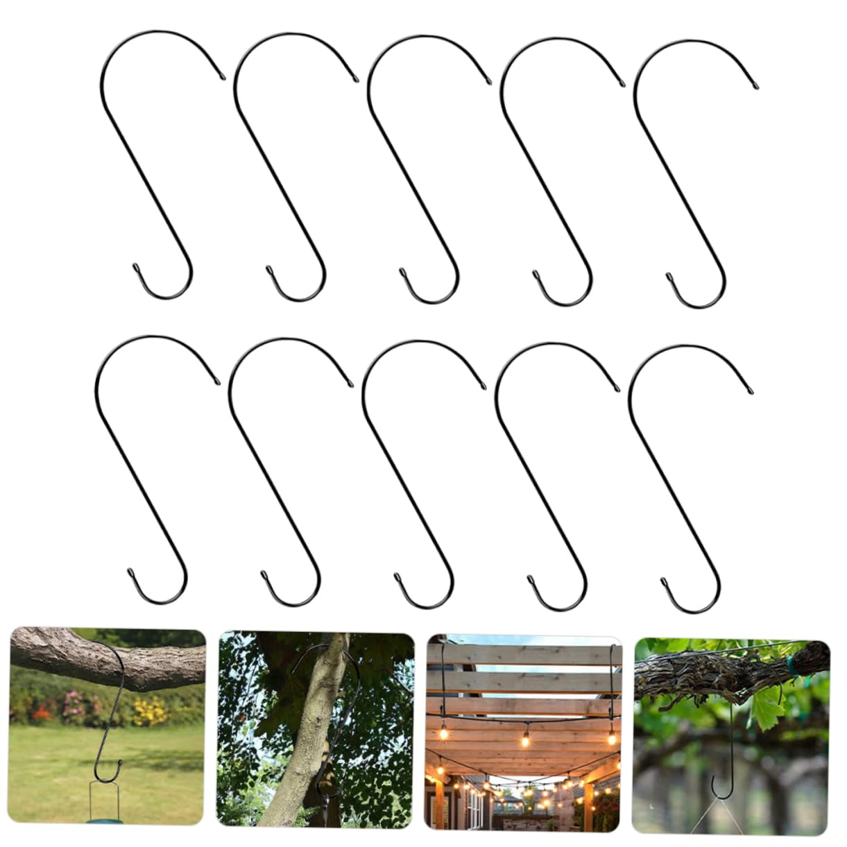 Holibanna 10Pcs S Shaped Hooks for Hanging Plants Bird Feeders Decorations Garden Hanging Hooks for Planters Wind Chimes Holiday Decor