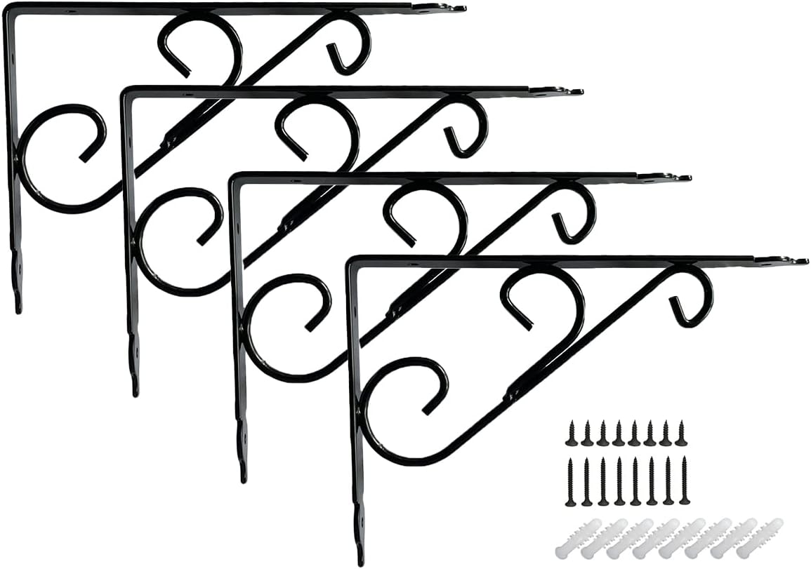 lewu Antique Iron Bracket L Shape Shelves by Hardware Shelf Set of 4 in with Screws