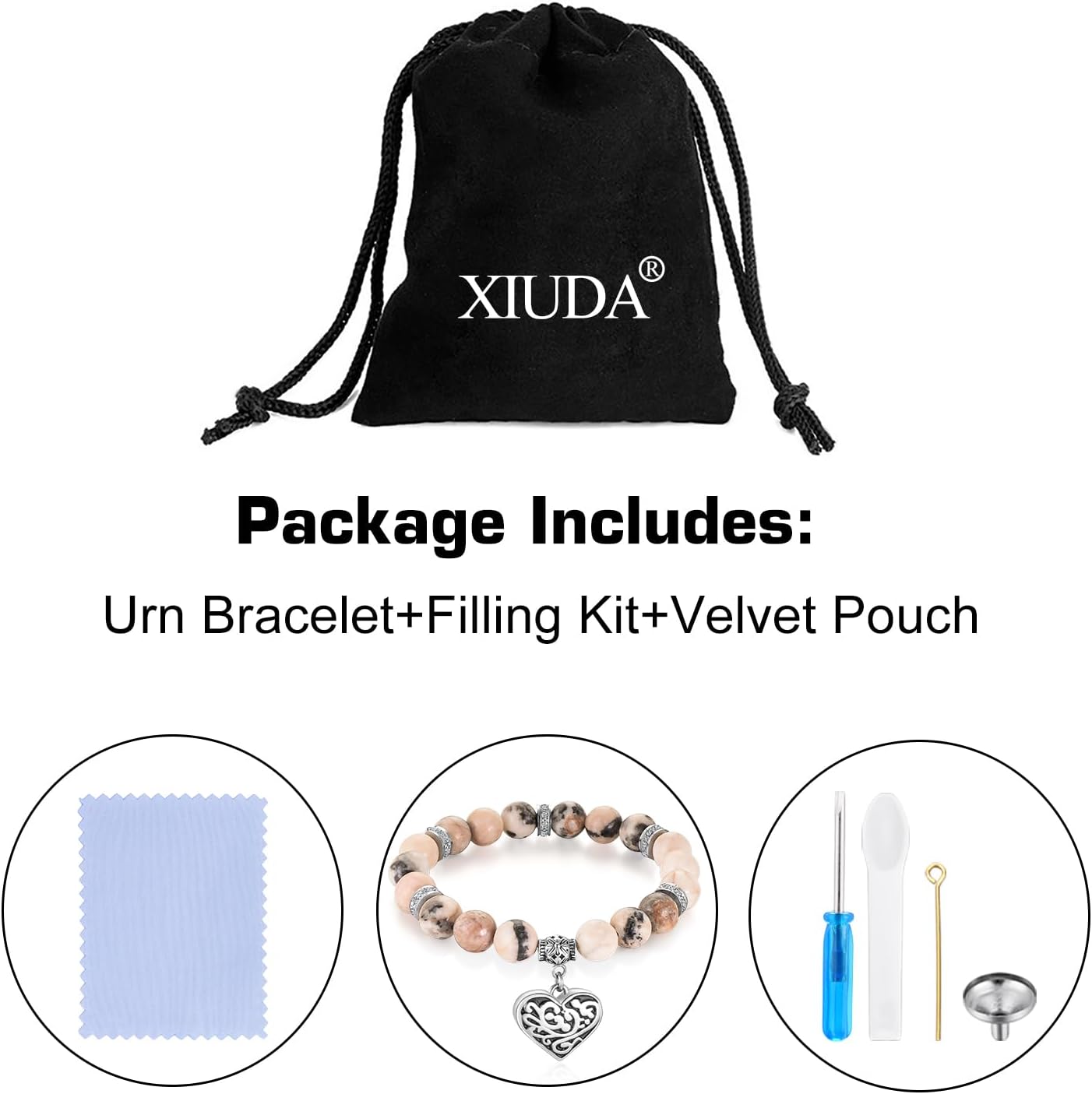 XIUDA Heart Cremation Memorial Urn Bracelet 316L Stainless Steel Keepsake Jewelry Urn Bracelet for Ashes for Women-With Me Always