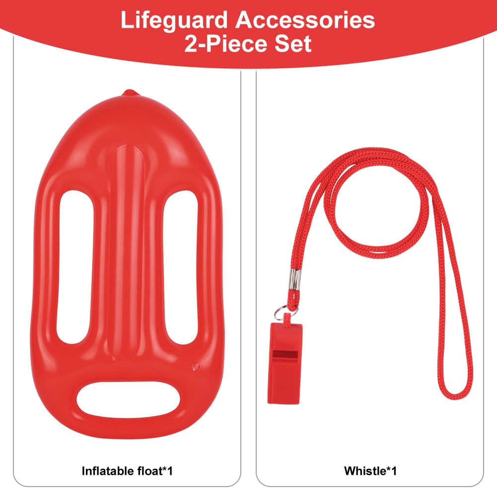 Alaoo Life Guard Costume Accessories Set, 2PCS Include Lifeguard Guard Whistle,Inflatable Float Prop - Image 4