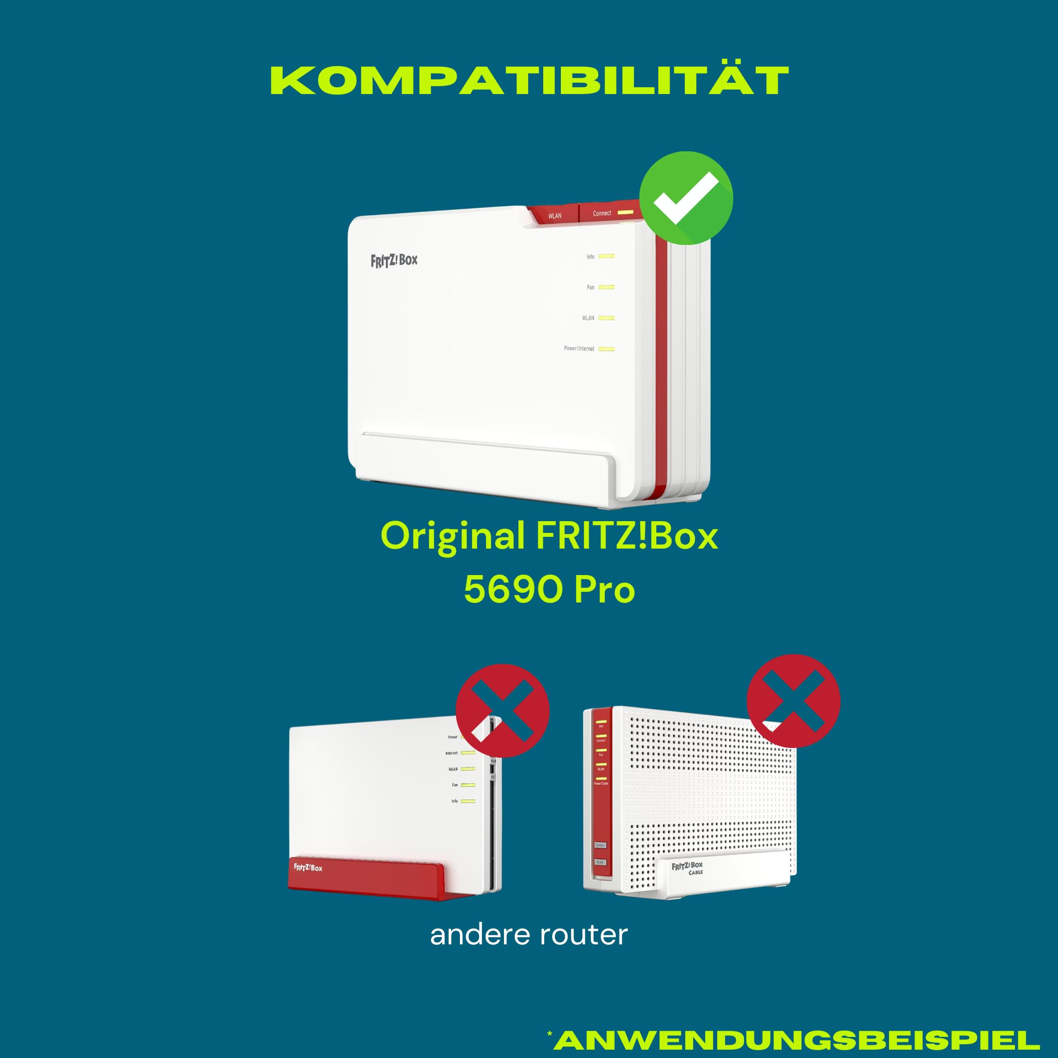 Supporto da parete per Fritz!Box 5690 Pro – Supporto con sistema a scatto per AVM Fritz Box Fiber & DSL Router – Include materiale di montaggio (Made in Germany)