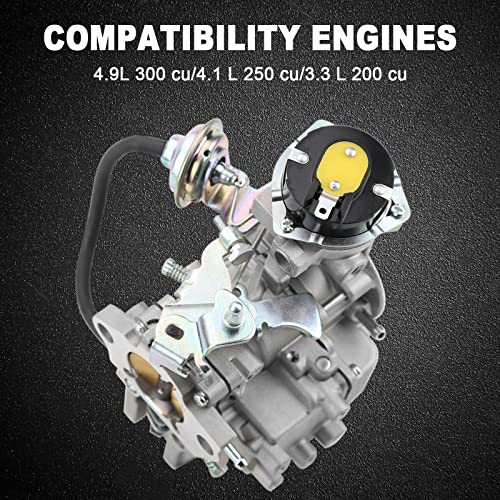 1 Barrel Carburetor Carb For Ford 1967-1985 Econoline E Series/Broncos/Fairmont/Granada/ F100/ F150/ F250/ F350, 4.9L 300 Cu/4.1L 250 Cu/3.3L 200 Cu Engine Automatic Choke