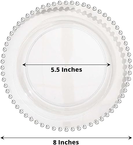 Miniatura 2 de Efavormart - Paquete de 10 platos de plástico con borde transparente y plateado de 8 pulgadas platos redondos desechables para fiestas