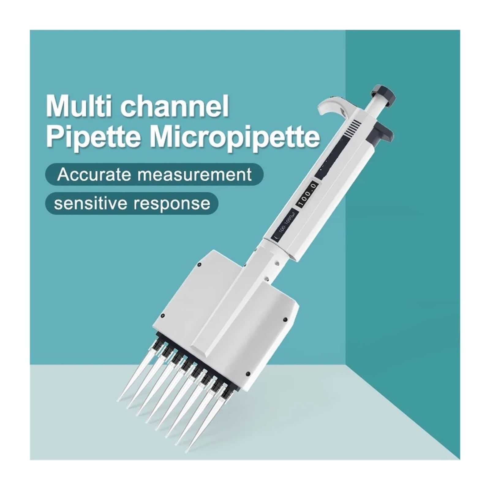 Micropipeta, Pipeta, Pipeta multicanal Equipo de laboratorio químico Micropipeta digital ajustable Pipeta de laboratorio de 8 canales 12 canales(12 Channels 50-300ul)