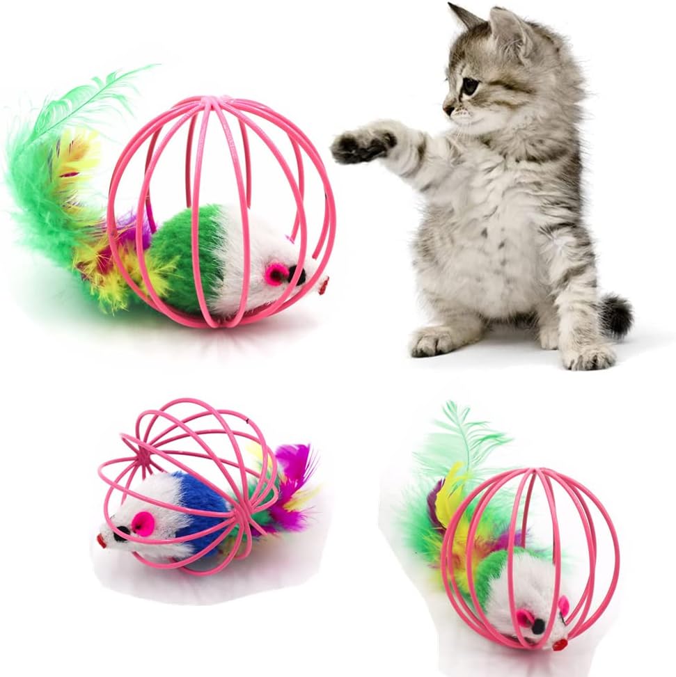 Sichumaria 2 Pcs Mouse Ball Toys - Cute and Fun Interactive Caged Rats Rolling Balls for Cats and Kittens