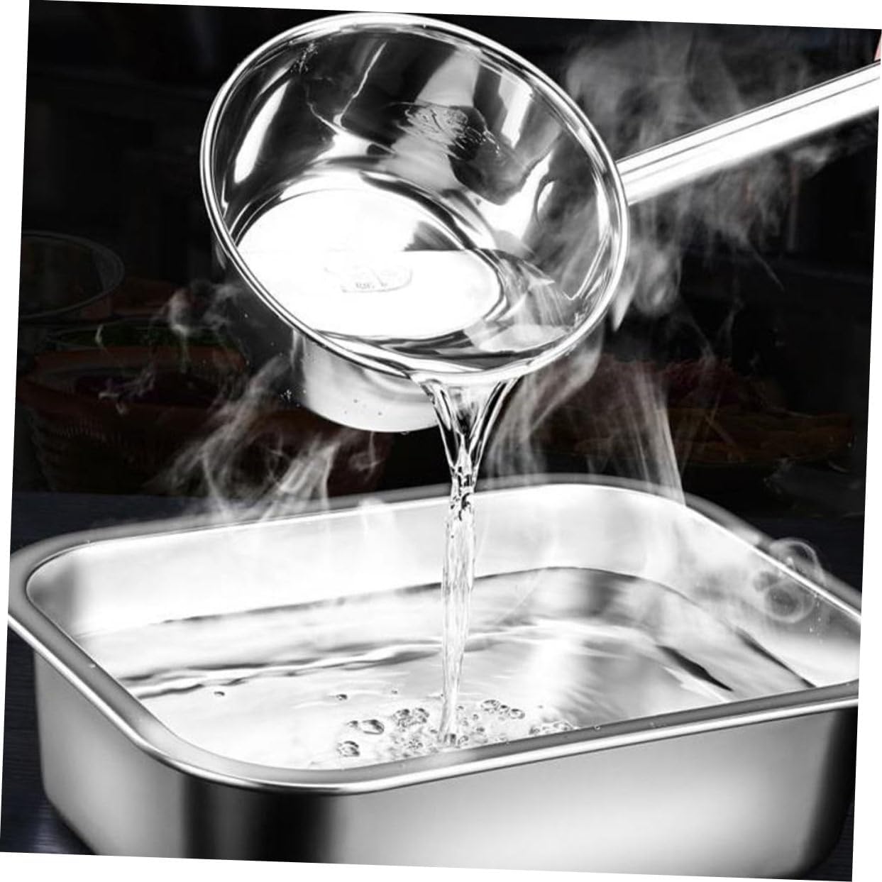 Cabilock Stainless Steel Long Handle Water Ladle for Gardening Kitchen Bath Ergonomic Design Easy to Clean Wear-resistant Watering Tool Watering Scoop