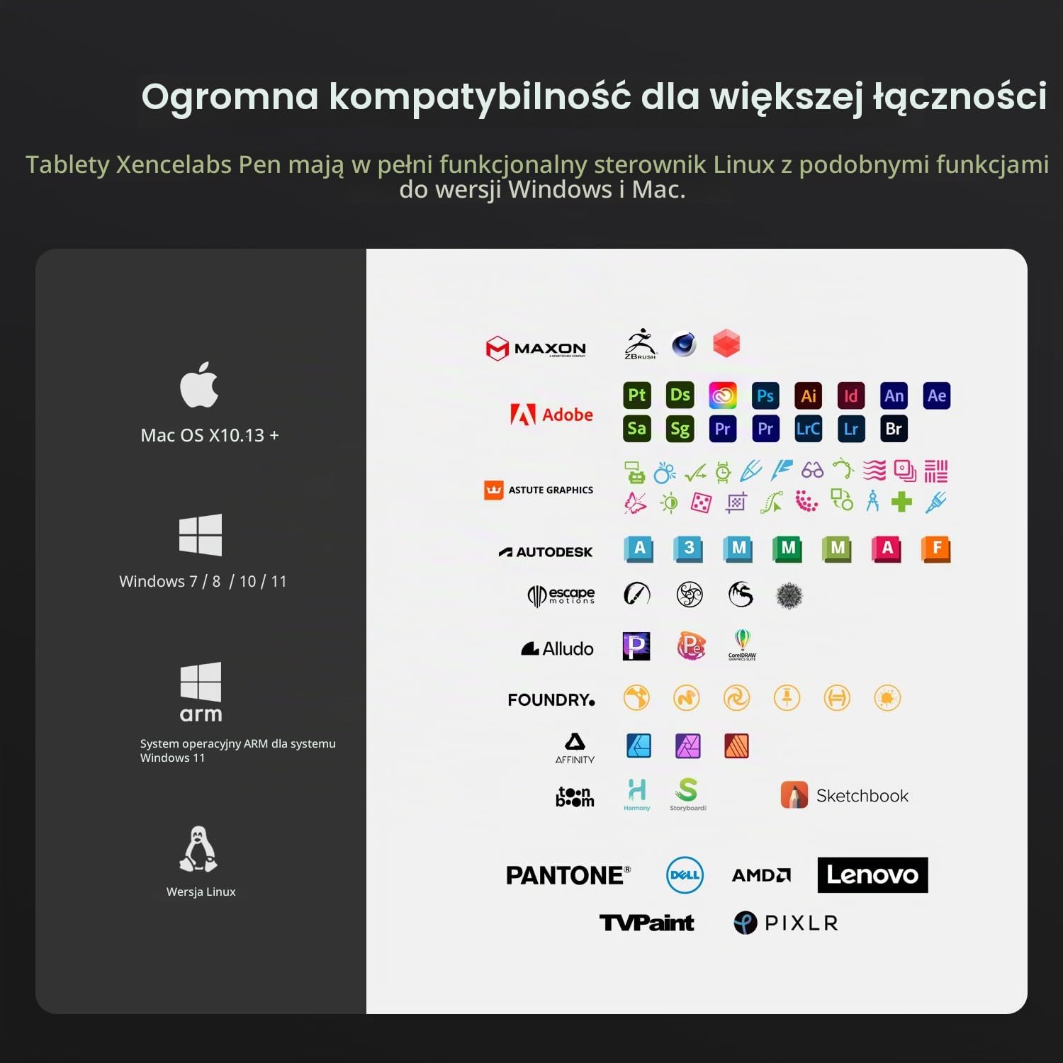 XENCELABS tablet graficzny, bezprzewodowy tablet do rysowania z 2 cyfrowymi piórami bez baterii, rysik z obsługą pochylenia i 8192 poziomami czułości nacisku pióra, 12-calowy przenośny pad do rysowania dla Win / Mac / Linux, czarny