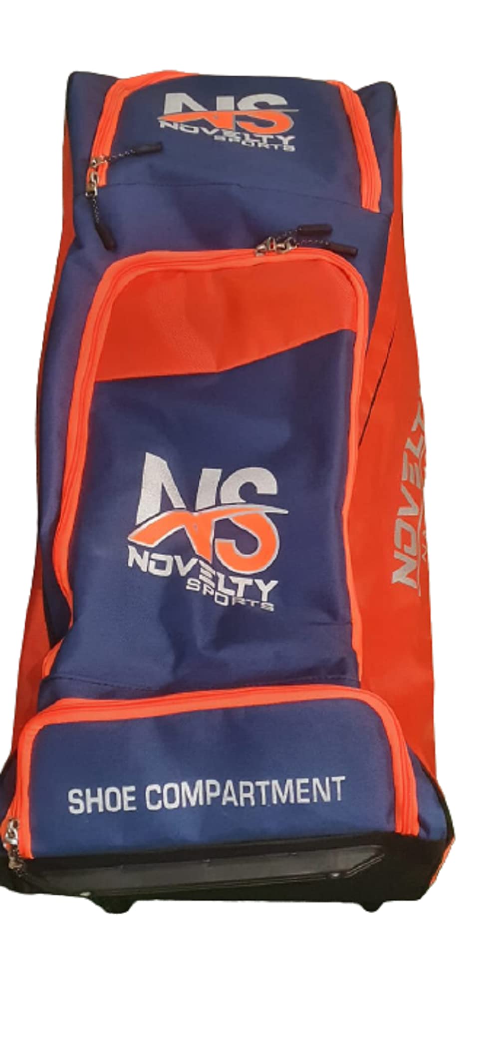 Novelty Sports Cricket KitBags Material, Large Size (Wheelie, Black/Orange)-image-15