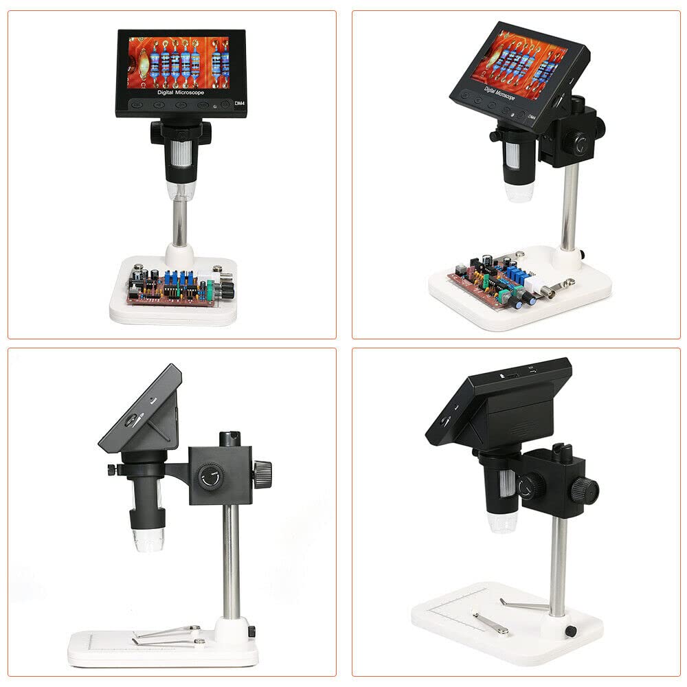 Akcesoria do mikroskopu podświetlany LED mikroskop przemysłowy 1000X USB, ekran 720P 4,3 cala 5 MP cyfrowa lupa z uchwytem trwałość i niezawodna wydajność