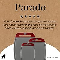 Vista 9 de Gorilla Grip - Tabla de cortar extragrande, mango de fácil agarre, surcos para jugos, antideslizante y gruesa. Apta para lavavajillas, no porosa