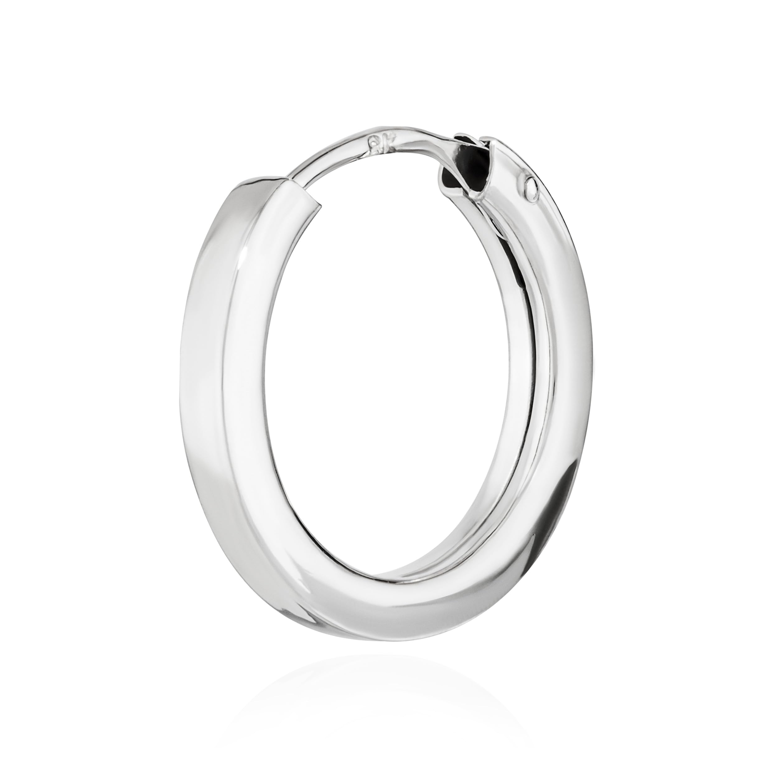NKlaus Pendientes de aro individuales 333 de oro blanco de 8 quilates para hombre, pendientes redondos