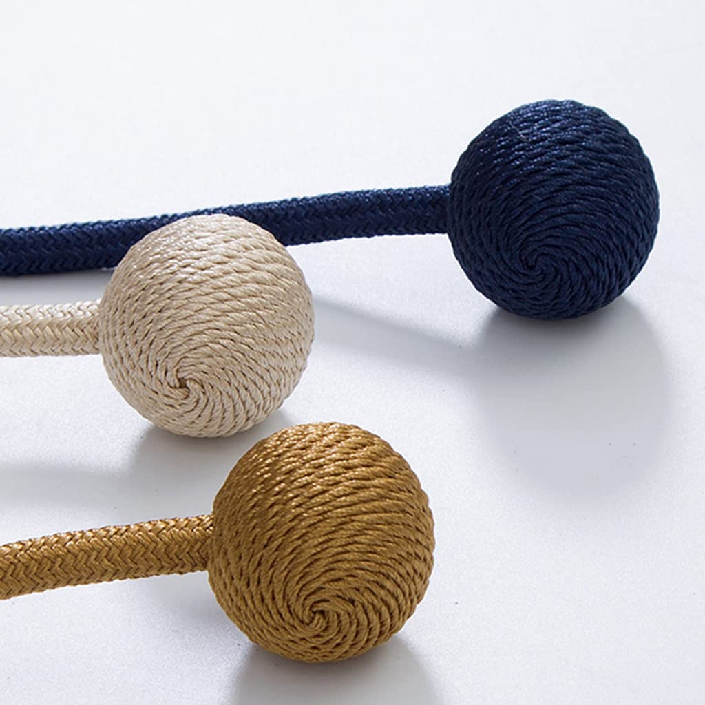 Pièces Embrasses de Rideau Magnétiques, Clips de Boucle de Porte-Rideau Attaches de Draperie en Corde avec Aimant Fort et Durable pour la Décoration de Bureau à Domicile Beige (Laiton)