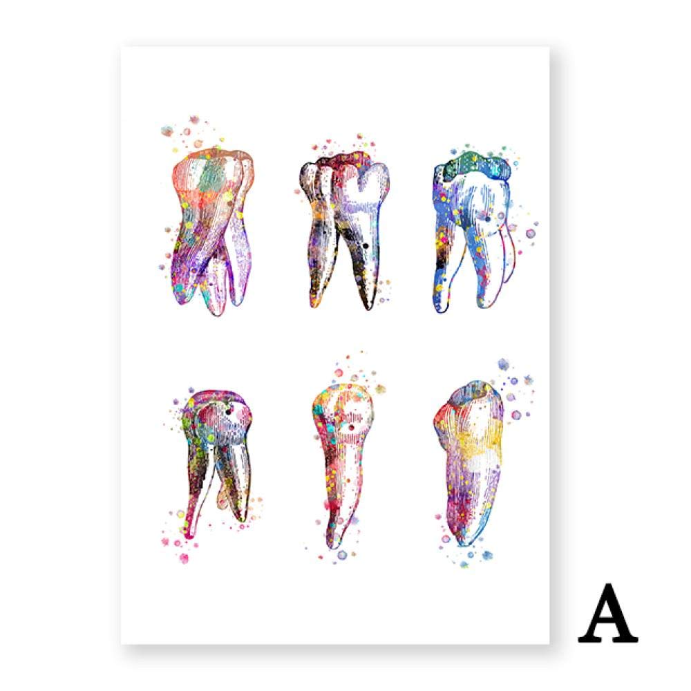 Amazon.co.jp: 歯の解剖学的プリント歯科用臼歯ポスター水彩キャンバス