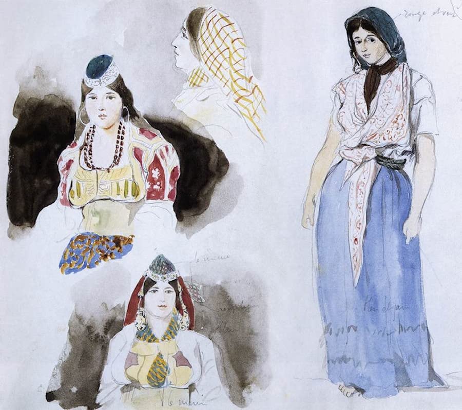 Affiches femmes marocaines Eugène Delacroix pour habiller un mur de salon vide