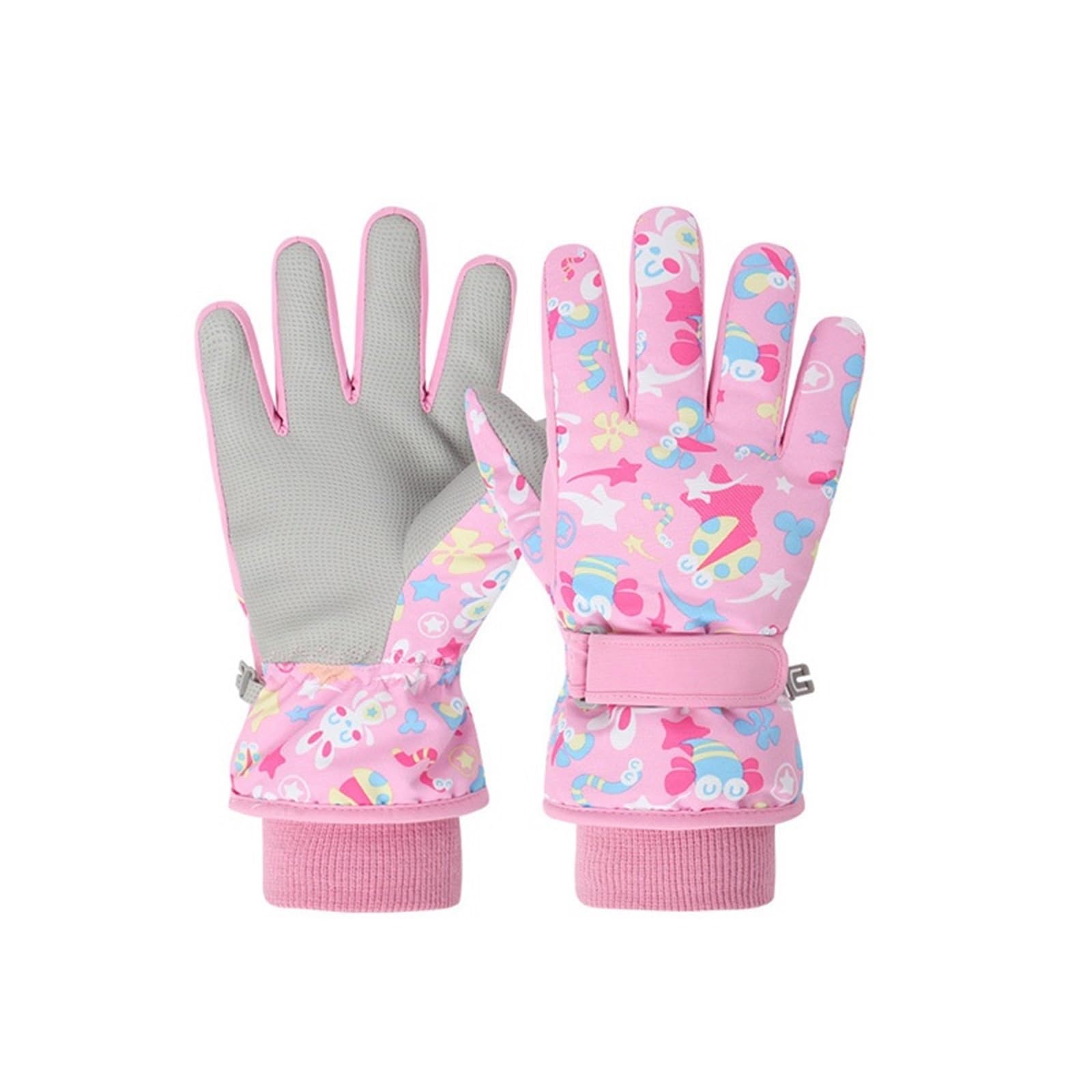 Guanti da Sci Invernali for Bambini, Guanti Impermeabili ispessiti con Dita Divise for Ragazzi e Ragazze (età 4-6), Guanti da Neve Caldi(4-6Y Pink)