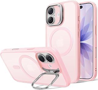 ESR for iPhone 17 Case with Stash Stand, Compatible with MagSafe, Military-Grade Drop Protection Magnetic Phone Case, Scratch-Resistant Back Cover,Frosted Bubblegum Pink