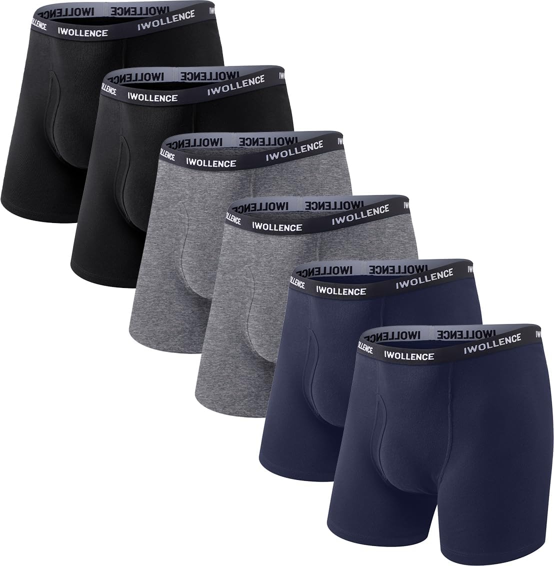 IWOLLENCE Men's Boxer Briefs Breathable Soft Moisture-Wicking Cotton Underwear with Comfort Flex Waistband, Multipack - Image 4