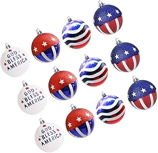 jojofuny 12 Pcs Independence Day Ornament 4th of July Hanging Decorations Patriotic Ball Ornament Hanging Ball Ornaments Patriotic Star Decorations Stars Ball Ornaments 6cm Flag Plastic