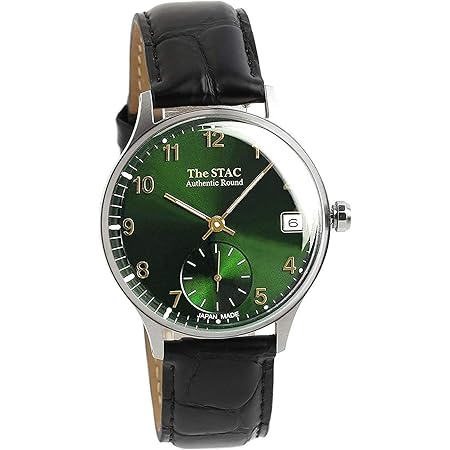 Amazon ザ スタック The Stac 日本製 国産 腕時計 ウォッチ 36mm クラシックグリーン ブラックベルト 牛革 アンティーク レトロ メンズ レディース ユニセックス レディース腕時計 腕時計 通販