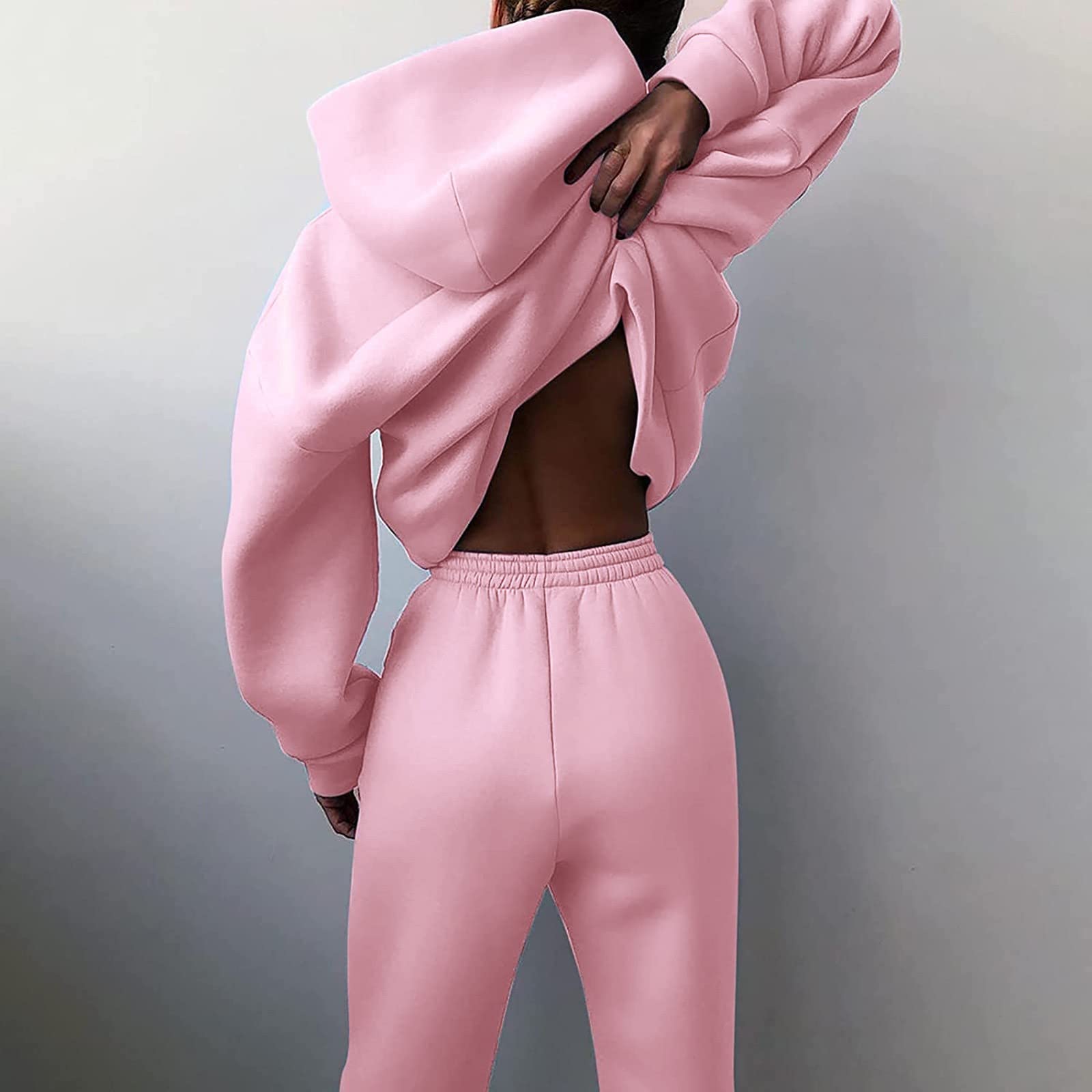 Generisch Ensemble de sport amusant à manches longues pour femme - Sweat à capuche et pantalon long