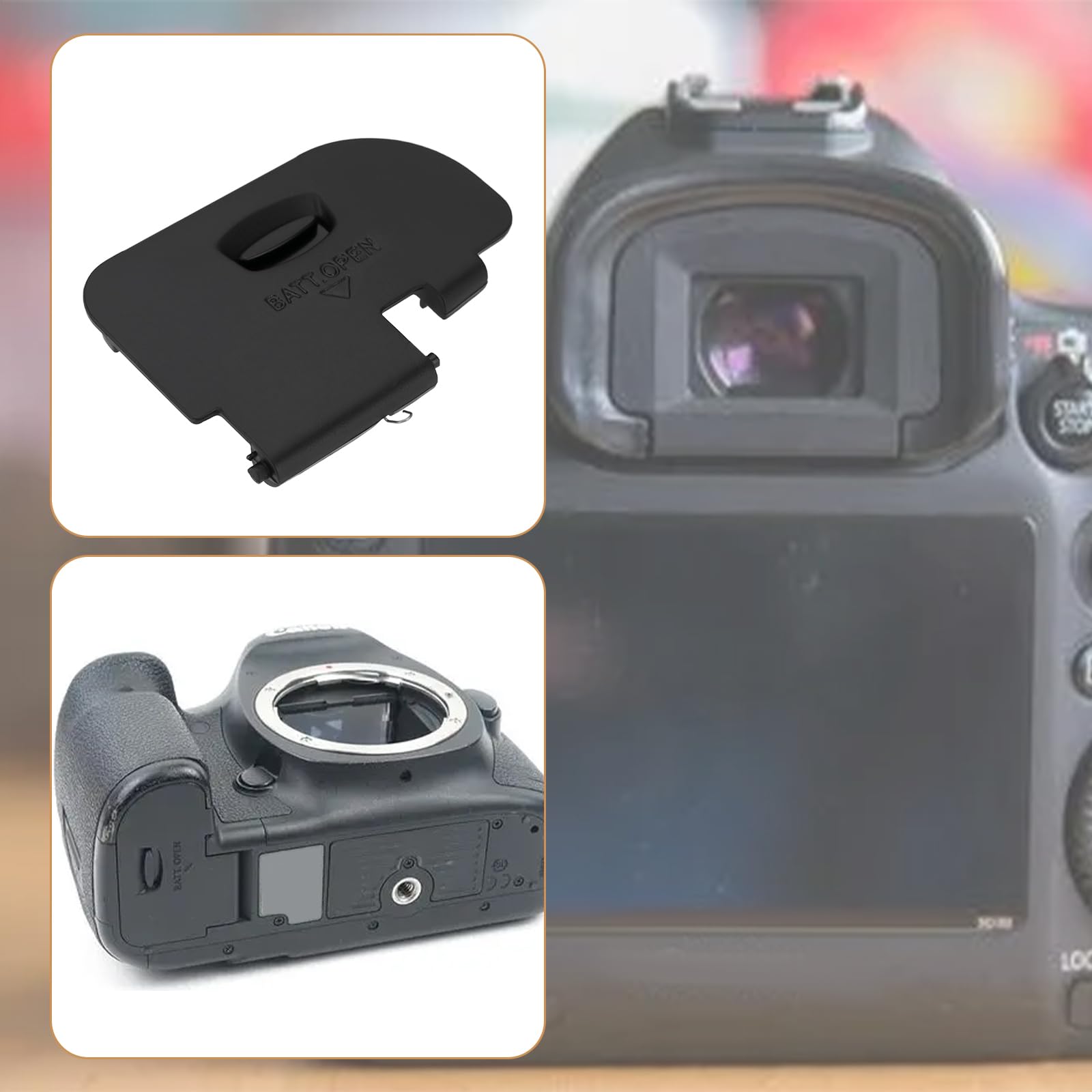 Lot de 2 Couvercles de Porte de Batterie pour Appareil Photo Pièce de Réparation Compatible avec Canon 5D MK III Mark III 3 Couvercle de Compartiment de Batterie Noir