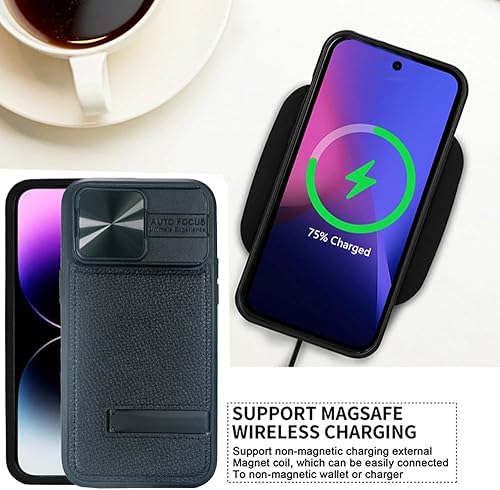 Miniatura 7 de Funda magnética fuerte para iPhone 15 Pro compatible con MagSafe, 3 formas de soporte incorporadas y cubierta de cámara de protección completa de