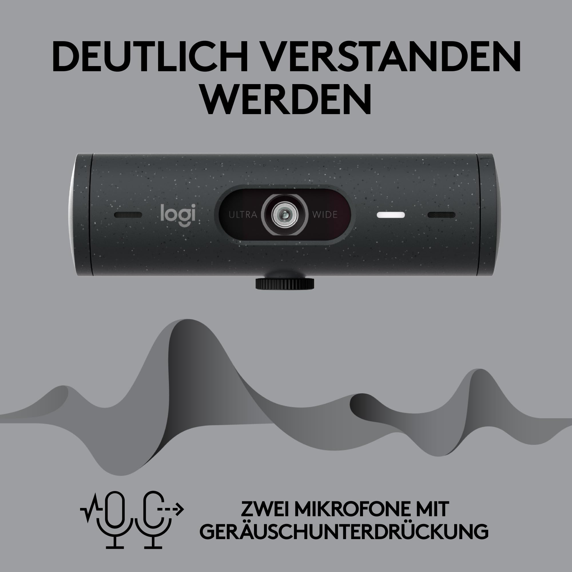 Logitech Brio 505 Full HD-Webcam mit automatischer Belichtungskorrektur | Auto-Framing, Präsentationsmodus, 2 Mikrofone, Geräuschunterdrückung, Abdeckblende, Teams, Meet, Zoom, Graphit