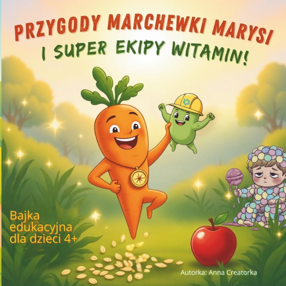 Przygody Marchewki Marysi i Super Ekipy Witamin! Bajka edukacyjna dla dzieci 4+: Inspirująca Opowieść o Tym Jak Jedzenie Owoców i Warzyw Daje Super Moce do Zabawy, Rozwoju i Zdrowia!