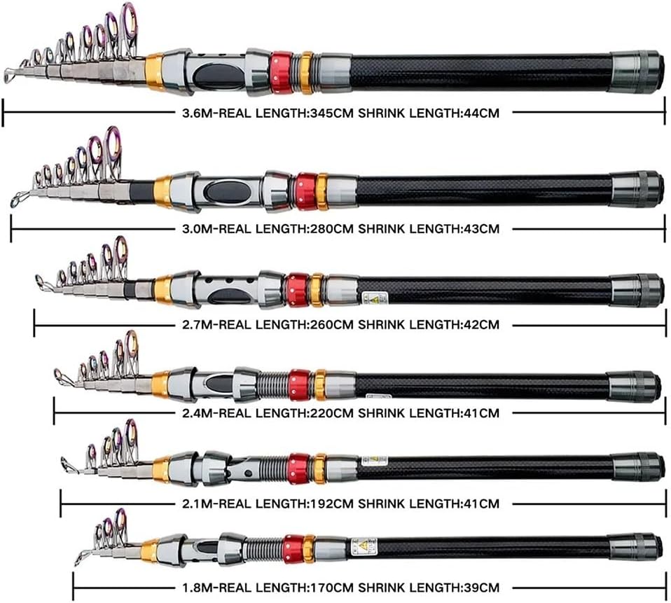JUNCHENG1008 釣り竿伸縮釣り竿、釣り竿とリールコンボセット伸縮カーボンファイバーロッド釣り道具。