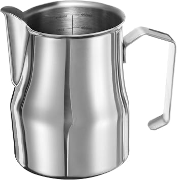 uxcell Milk Frothing Pitcher, 17oz / 500ml Stainless Steel Milk Frother Cup with Scale for Milk Steaming Pitcher Latte Art Cappuccino Coffee Espresso Accessories, Silver Tone
