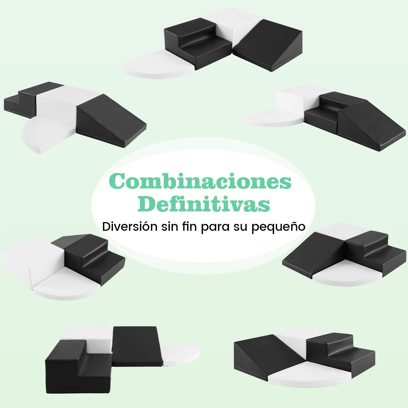 COSTWAY Juego de Bloques de Espuma Grandes para Bebé Bloques de Construcción Juguetes Educativos Ideal para Escalar Deslizar Gatear (Blanco y Gris)