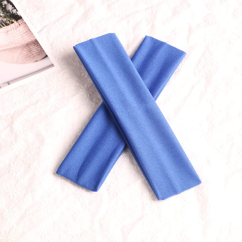 Image of Sport Yoga Headbands,Pack of 14,Fashion Soft Elastic Polyester Sweatband Yoga Stretchy Headband for Women Man Girl (Medium Blue)