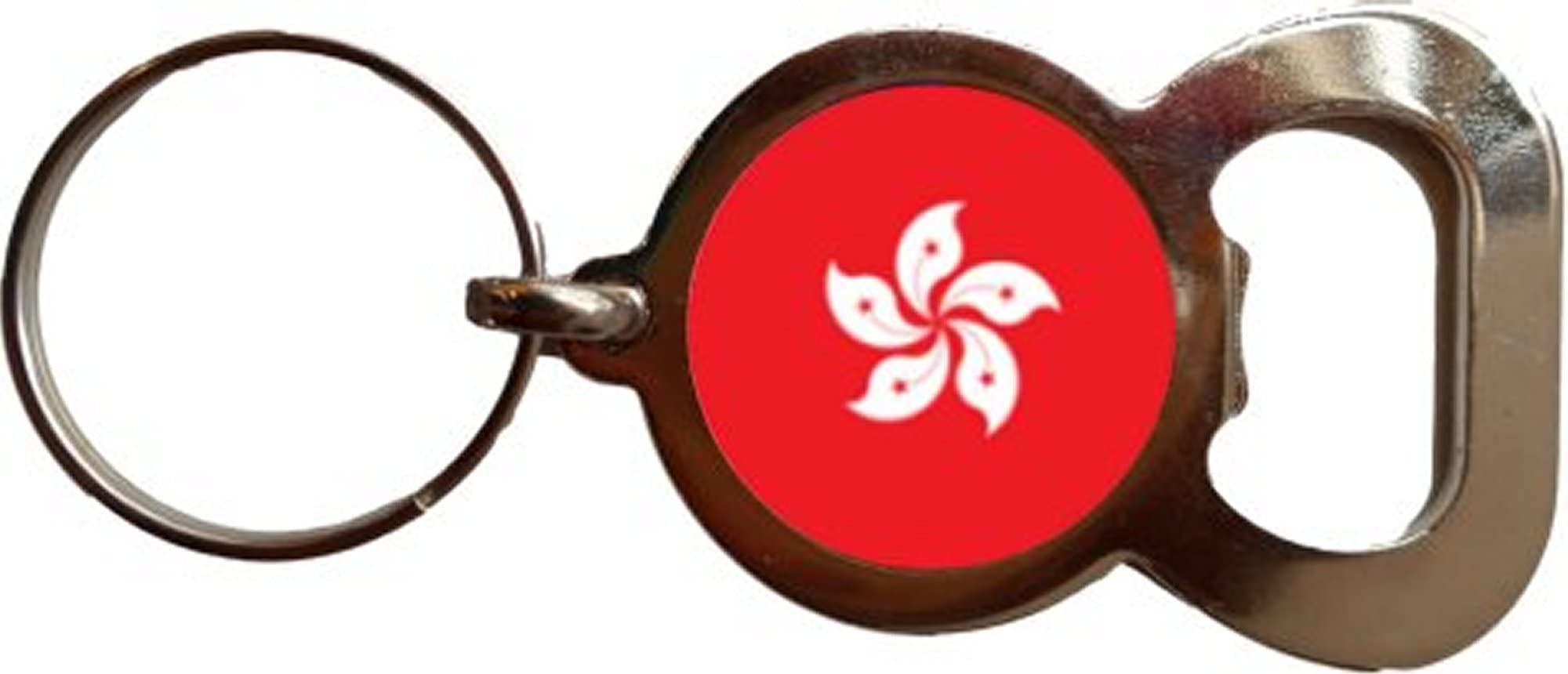 PJ4U Hong Kong Bottle Opener Metal Keyring And Velvet Gift Bag