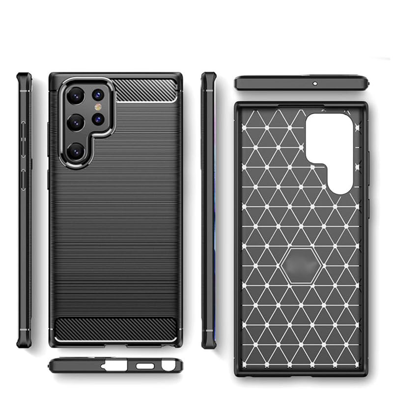 Image of Hybrid Carbon Fiber Back Case for Samsung Galaxy S23 Ultra (Black)