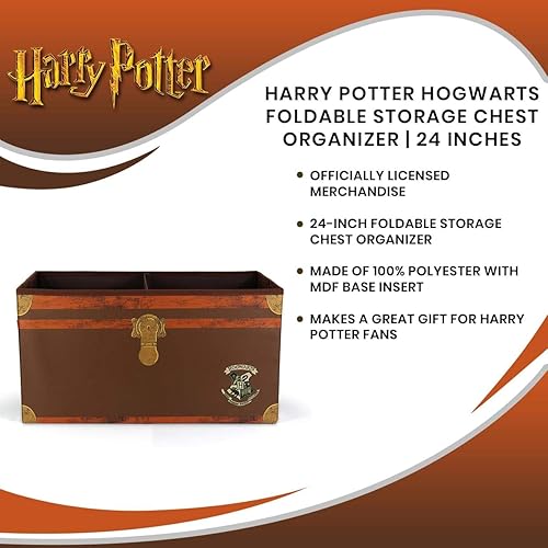 Miniatura 7 de Harry Potter Hogwarts - Baúl de almacenamiento plegable de 24 pulgadas, contenedor de cesta de tela, organizador de cubos con asas, organizador de