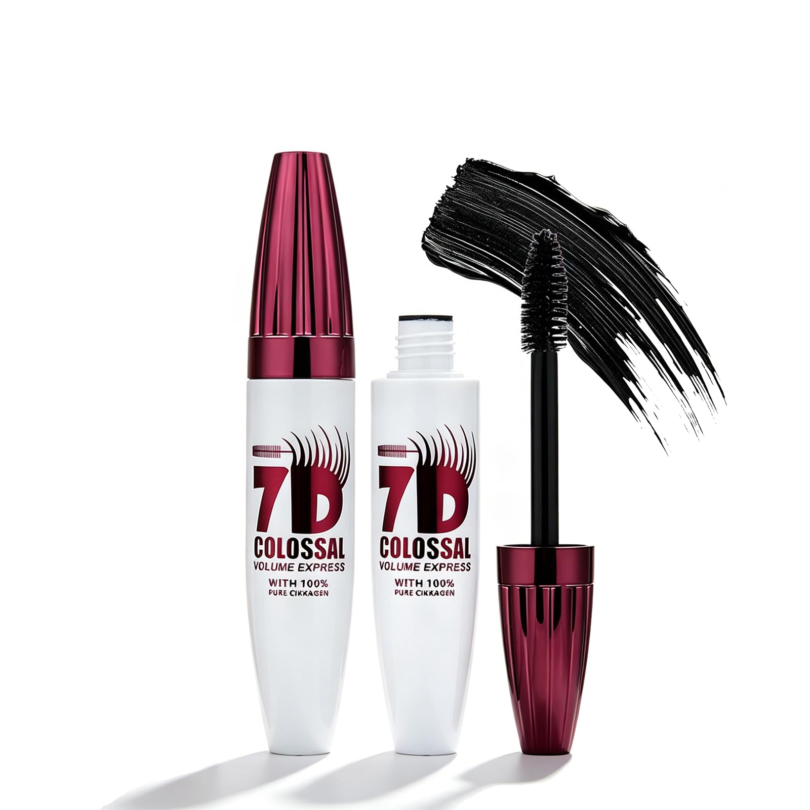 2 Packs 7D Waterproof Volume Mascara, Long Lasting Buildable Volume Natural Curling Lashes,Lengthening Thickening Softer Fuller Lashes Mascara, Natural Length, Exquisitely Full Lashes 2 PCS
