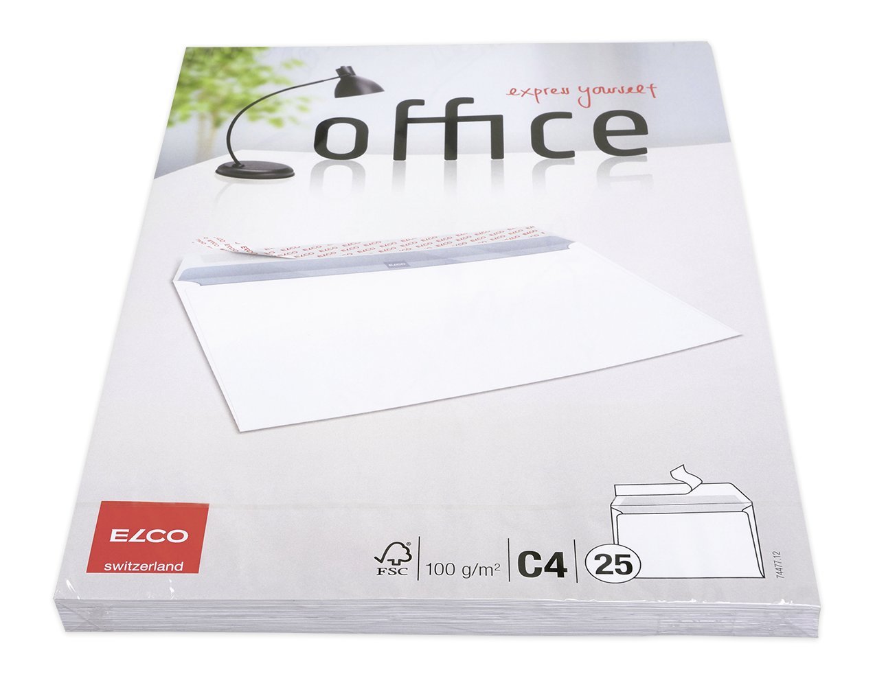 ELCO Cellozip Office C4 Envelopes Without Window — Peel and Seal Self-Adhesive Envelopes for A4 Documents, White, 229 x 324 mm, Pack of 25