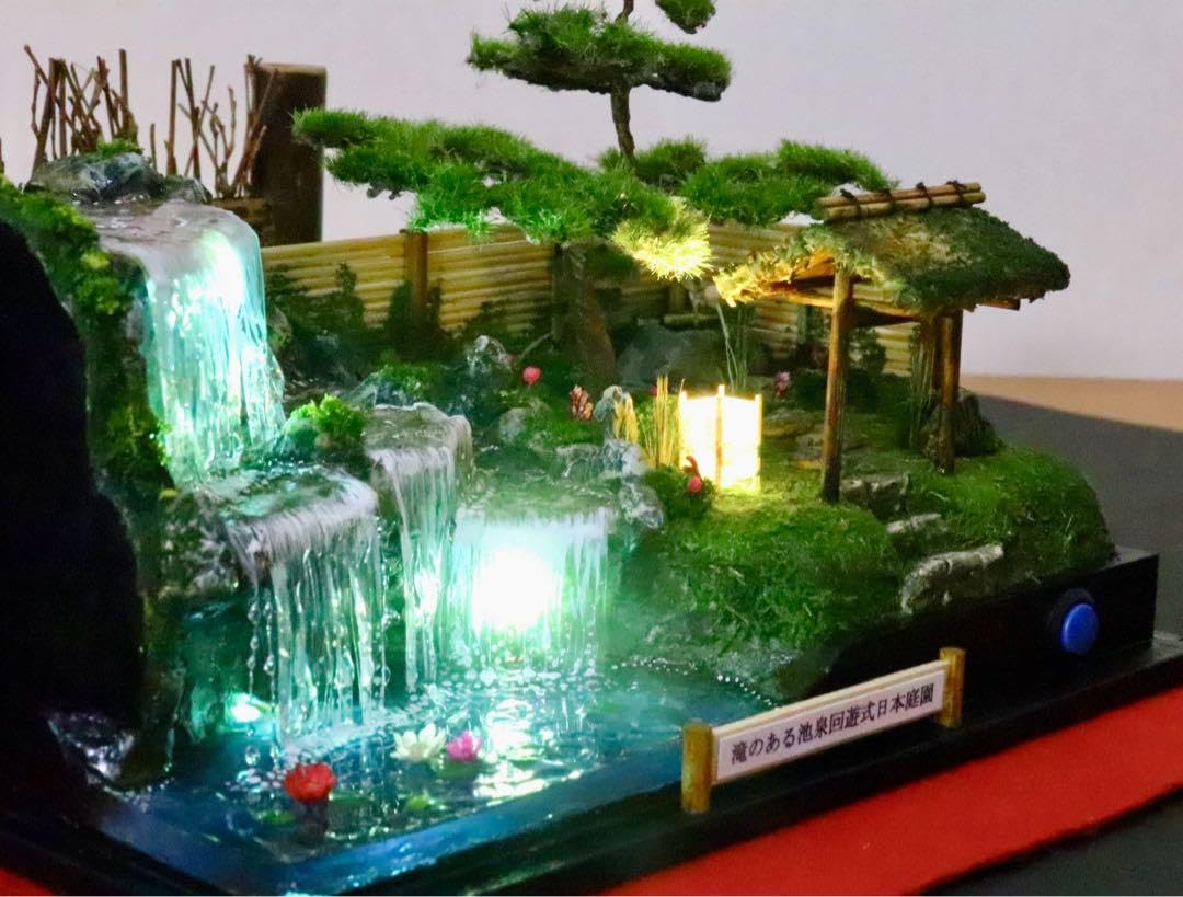 Amazon.co.jp: ジオラマ ミニチュア滝のある池泉回遊式日本庭園 
