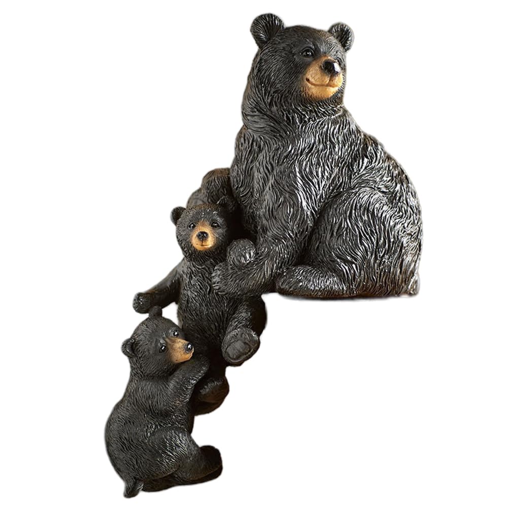 Christmas Miniature Bear Craft Resin Decorative Santa Claus Ornaments Lovely Cartoon Statue for Bedside Tabletop (B)