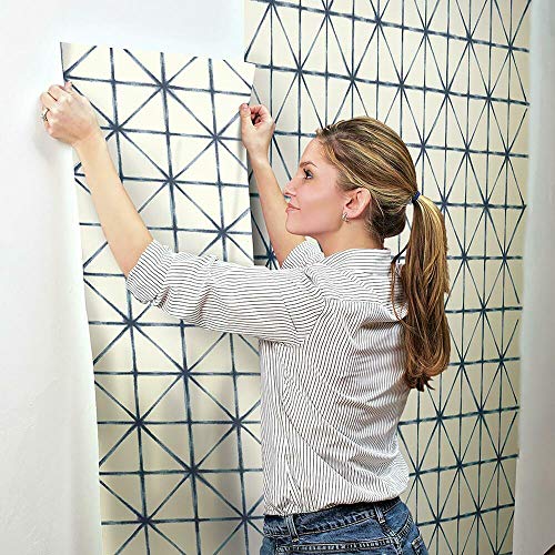 Roommates Rmk10844Wp Denim Blue Modern Abstract Peel And Stick Wallpaper 20.5" X 16.5 Feet #TOP6