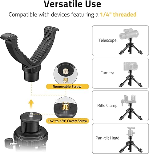 Miniatura 15 de CVLIFE Trípode de apoyo de tiro, altura ajustable, rotación de 360 grados, soporte de yugo en V, soporte portátil para rifle para disparo, caza