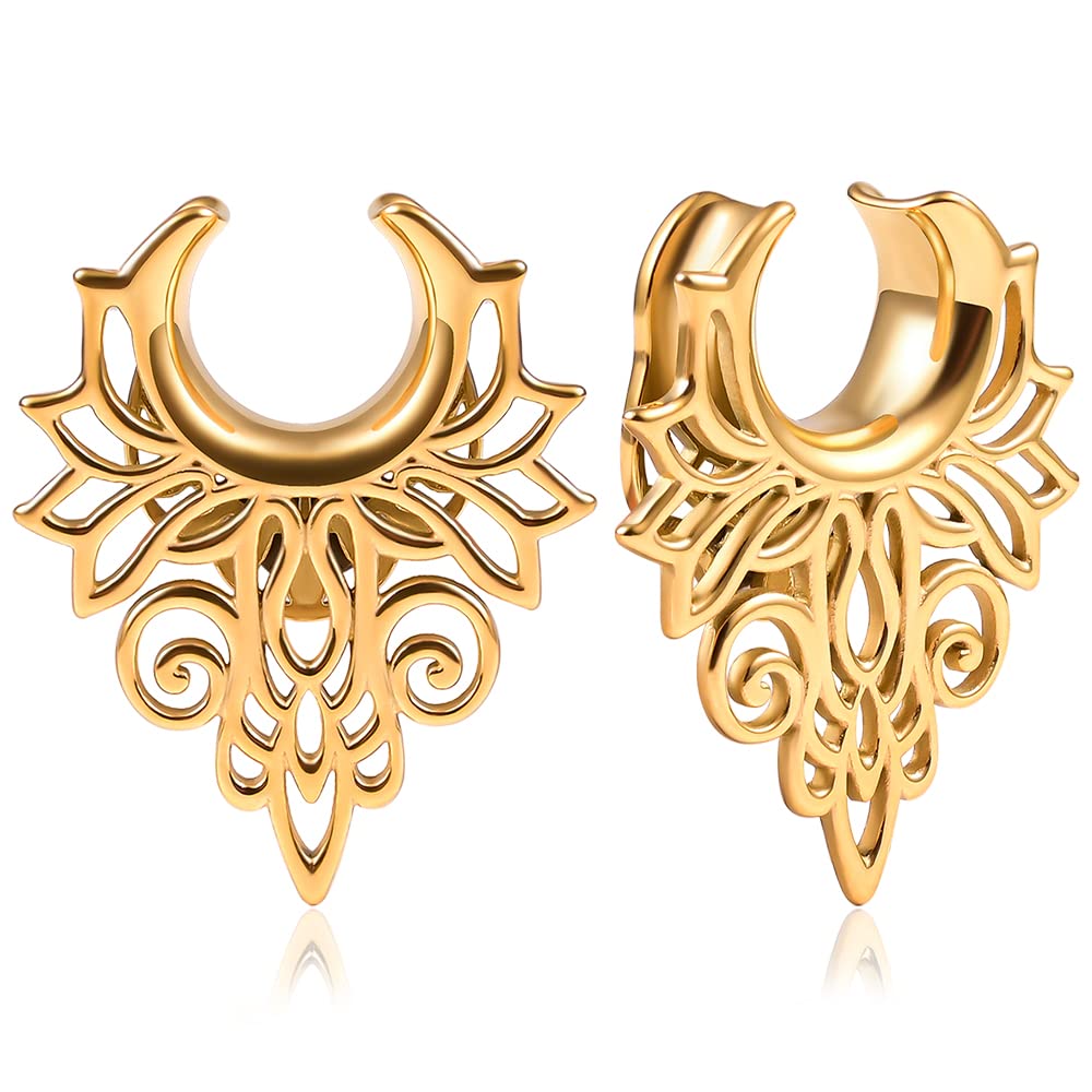 Vankula Ohr Tunnel 1 Paar Sattel Flesh Plugs Hohl Edelstahl für männer damen Ohrpiercing Gestreckte Schmuck8mm bis 19mm